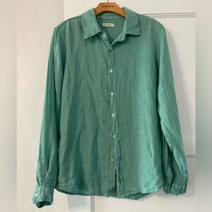 Puro Lino Green Men's button down Shirt
